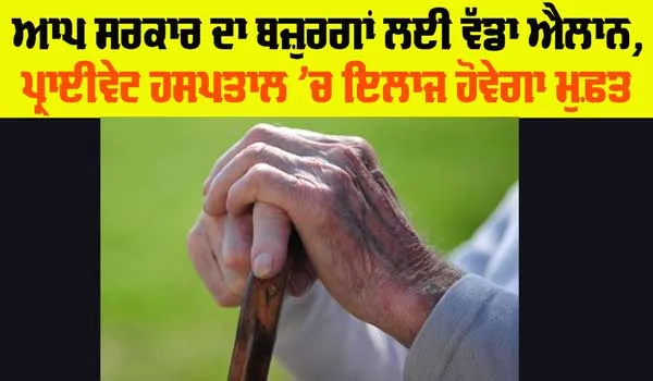 Government Yojana: ਕਿਸੇ ਵੀ ਹਸਪਤਾਲ ’ਚ 60 ਸਾਲ ਤੋਂ ਵੱਧ ਉਮਰ ਦੇ ਬਜ਼ੁਰਗਾਂ ਦਾ ਹੋਵੇਗਾ ਮੁਫ਼ਤ ਇਲਾਜ : ਕੇਜਰੀਵਾਲ