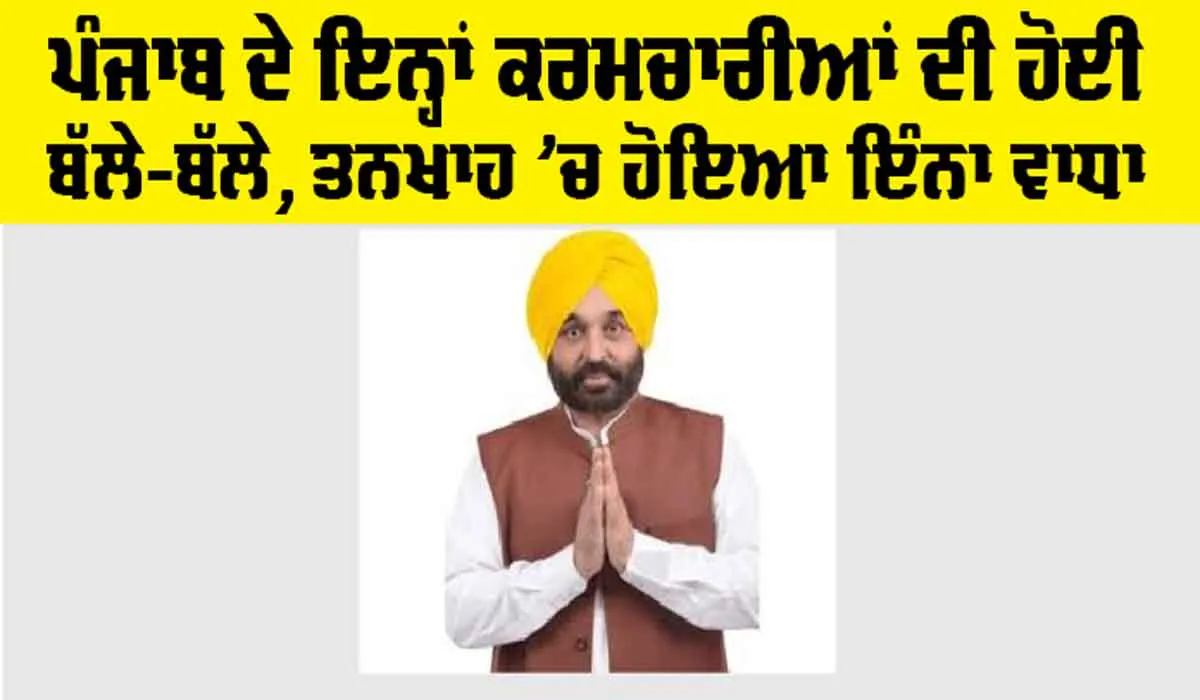 Punjab News: ਪੰਜਾਬ ਦੇ ਇਨ੍ਹਾਂ ਕਰਮਚਾਰੀਆਂ ਦੀ ਹੋਈ ਬੱਲੇ-ਬੱਲੇ, ਤਨਖਾਹ ’ਚ ਹੋਇਆ ਇੰਨ੍ਹਾਂ ਵਾਧਾ