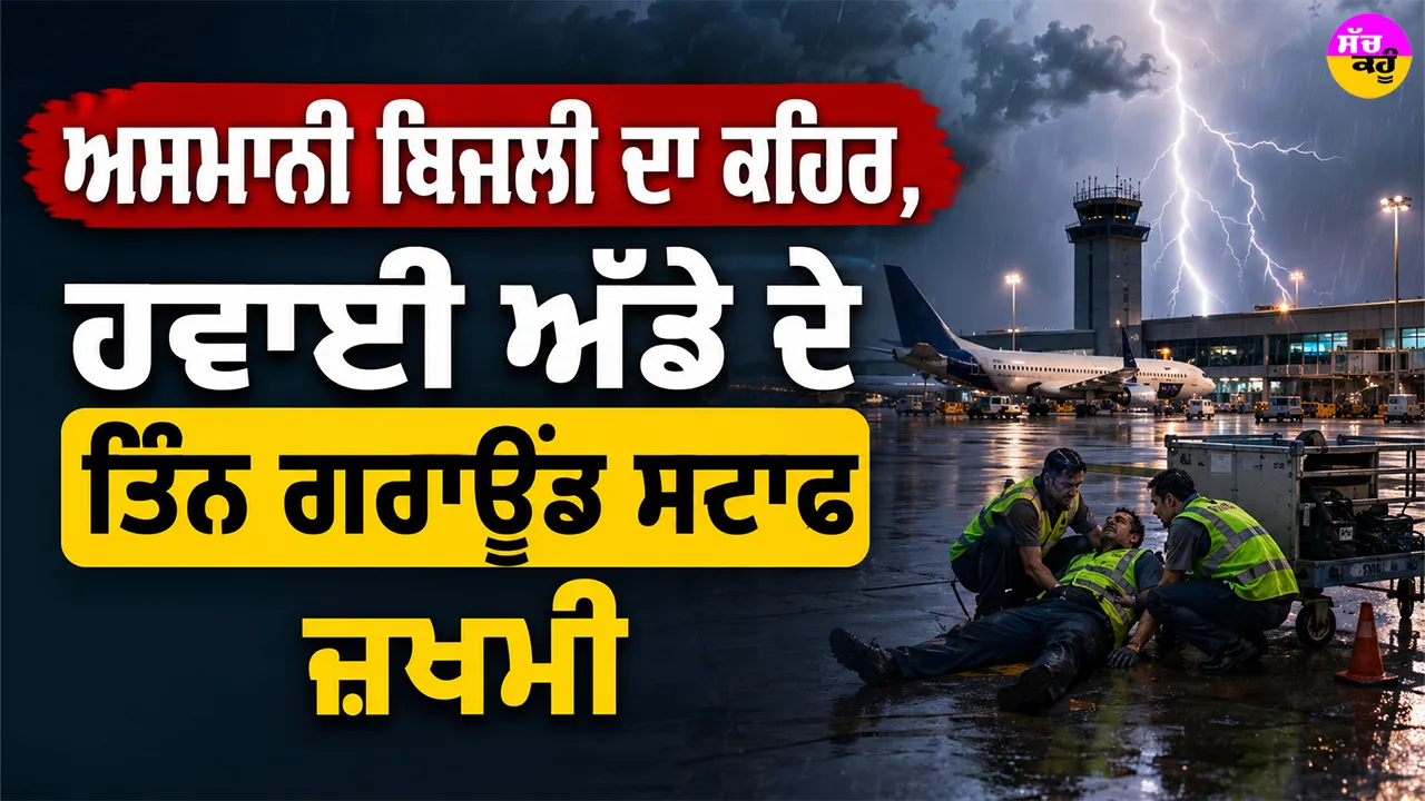 Thunderstorm Alert: ਅਸਮਾਨੀ ਬਿਜਲੀ ਦਾ ਕਹਿਰ, ਹਵਾਈ ਅੱਡੇ ਦੇ ਤਿੰਨ ਗਰਾਊਂਡ ਸਟਾਫ ਜ਼ਖਮੀ
