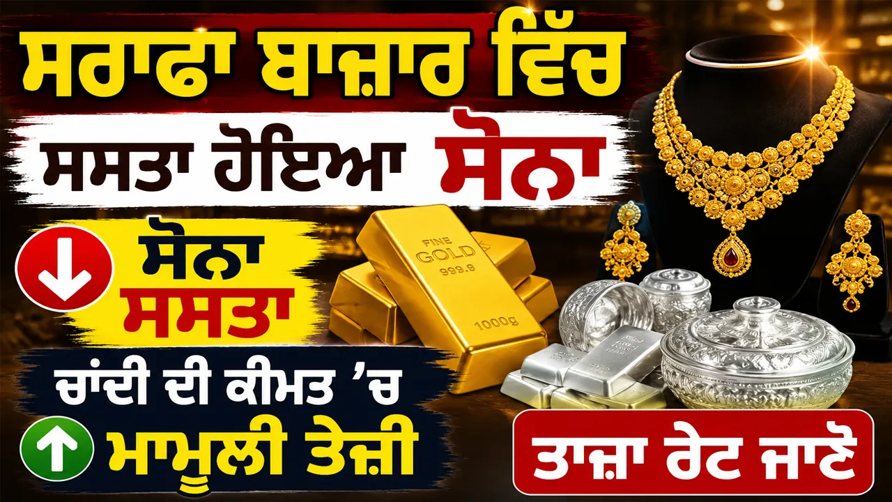 Gold Price Today: ਸਰਾਫਾ ਬਾਜ਼ਾਰ ਵਿੱਚ ਸਸਤਾ ਹੋਇਆ ਸੋਨਾ, ਚਾਂਦੀ ਦੀ ਕੀਮਤ ’ਚ ਮਾਮੂਲੀ ਤੇਜ਼ੀ