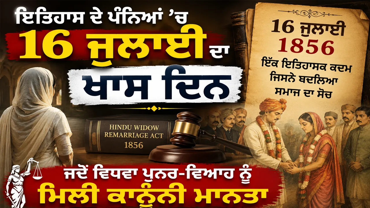 History ਦੇ ਪੰਨਿਆਂ ’ਚ 16 ਜੁਲਾਈ ਦਾ ਖਾਸ ਦਿਨ, ਜਦੋਂ ਵਿਧਵਾ ਪੁਨਰ-ਵਿਆਹ ਨੂੰ ਮਿਲੀ ਕਾਨੂੰਨੀ ਮਾਨਤਾ