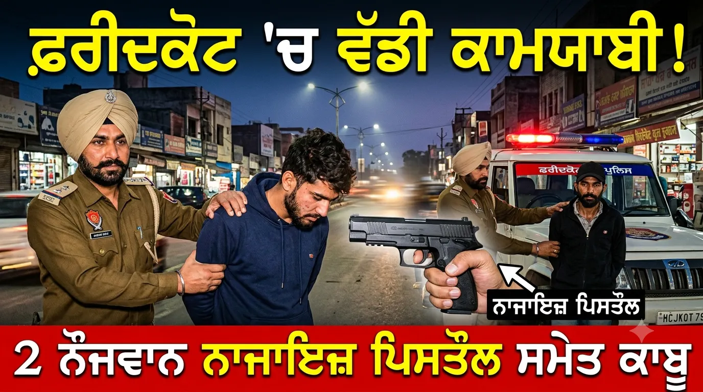 Faridkot News: ਫ਼ਰੀਦਕੋਟ 'ਚ 2 ਨੌਜਵਾਨ ਨਾਜਾਇਜ਼ ਪਿਸਤੌਲ ਸਮੇਤ ਕਾਬੂ
