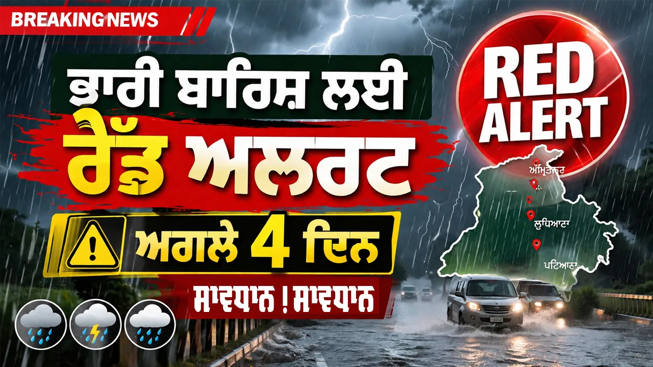 Weather Tomorrow: ਭਾਰੀ ਬਾਰਿਸ਼ ਲਈ ਰੈੱਡ ਅਲਰਟ, ਅਗਲੇ ਚਾਰ ਦਿਨਾਂ ਲਈ ਵਿਸ਼ੇਸ਼ ਚੌਕਸੀ ਦੀ ਲੋੜ