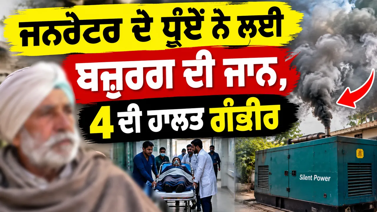 Amritsar News: ਜਨਰੇਟਰ ਦੇ ਧੂੰਏਂ ਨੇ ਲਈ ਬਜ਼ੁਰਗ ਦੀ ਜਾਨ, 4 ਦੀ ਹਾਲਤ ਗੰਭੀਰ