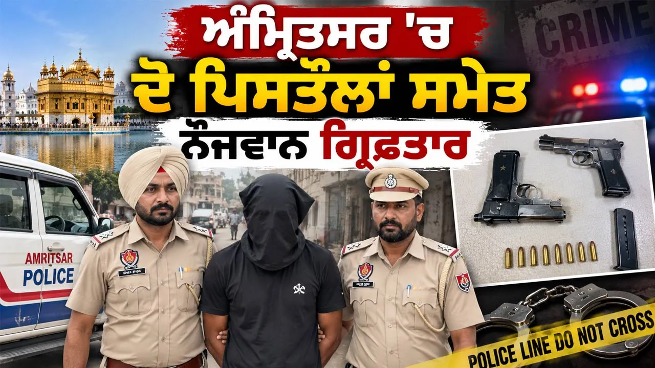 Amritsar Police: ਅੰਮ੍ਰਿਤਸਰ 'ਚ ਦੋ ਪਿਸਤੌਲਾਂ ਸਮੇਤ ਨੌਜਵਾਨ ਗ੍ਰਿਫ਼ਤਾਰ