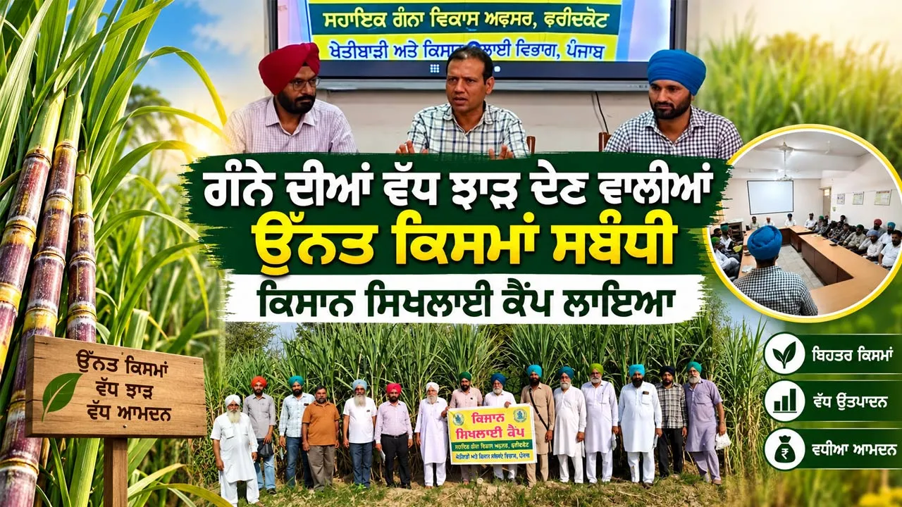 Agriculture News: ਗੰਨੇ ਦੀਆਂ ਵੱਧ ਝਾੜ ਦੇਣ ਵਾਲੀਆਂ ਉੱਨਤ ਕਿਸਮਾਂ ਸਬੰਧੀ ਕਿਸਾਨ ਸਿਖਲਾਈ ਕੈਂਪ ਲਾਇਆ