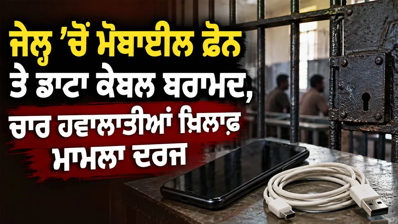 Jail Mobile Phone Recovery: ਜੇਲ੍ਹ ’ਚੋਂ ਮੋਬਾਈਲ ਫੋਨ ਤੇ ਡਾਟਾ ਕੇਬਲ ਬਰਾਮਦ, ਚਾਰ ਹਵਾਲਾਤੀਆਂ ਖ਼ਿਲਾਫ਼ ਮਾਮਲਾ ਦਰਜ