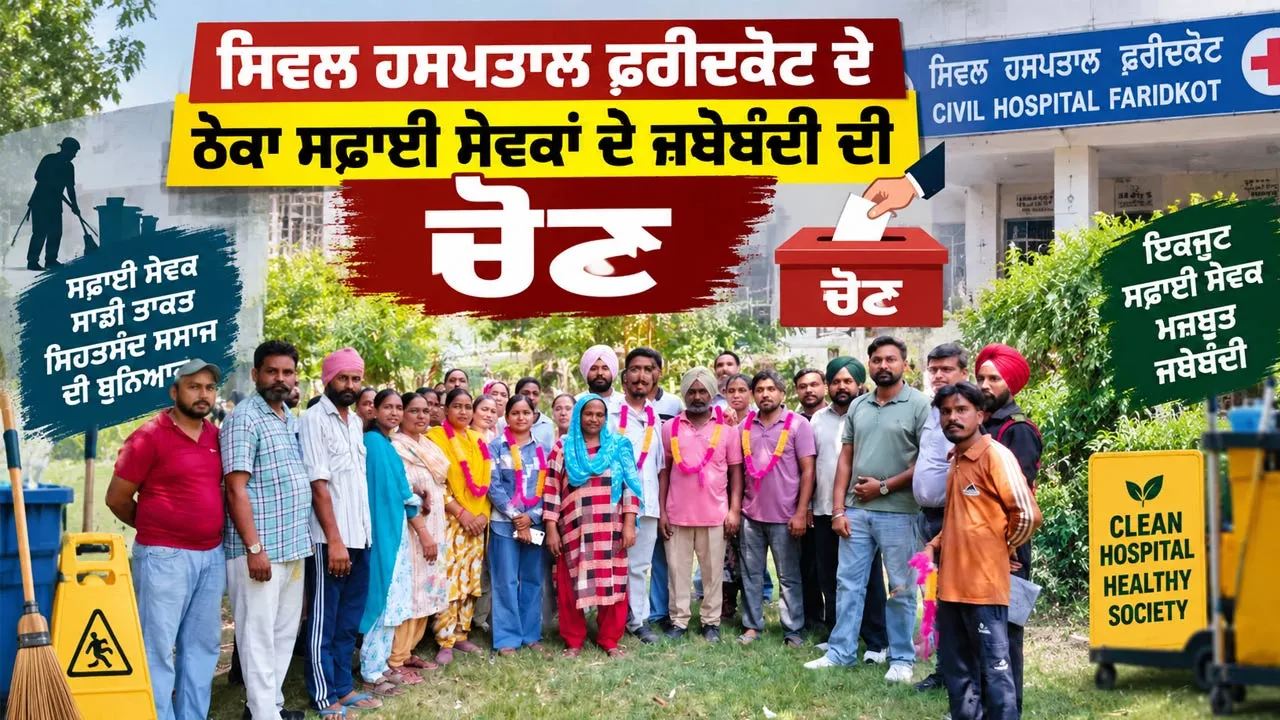 Safai Sevak Union: ਸਿਵਲ ਹਸਪਤਾਲ ਫ਼ਰੀਦਕੋਟ ਦੇ ਠੇਕਾ ਸਫਾਈ ਸੇਵਕਾਂ ਦੇ ਜਥੇਬੰਦੀ ਦੀ ਚੋਣ