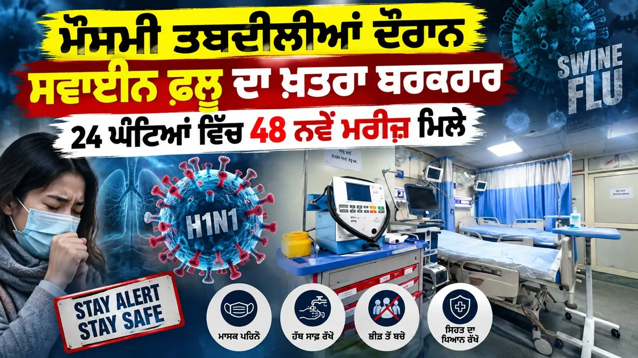 Swine Flu: ਮੌਸਮੀ ਤਬਦੀਲੀਆਂ ਦੌਰਾਨ ਸਵਾਈਨ ਫਲੂ ਦਾ ਖ਼ਤਰਾ ਬਰਕਰਾਰ, 24 ਘੰਟਿਆਂ ਵਿੱਚ 48 ਨਵੇਂ ਮਰੀਜ਼ ਮਿਲੇ