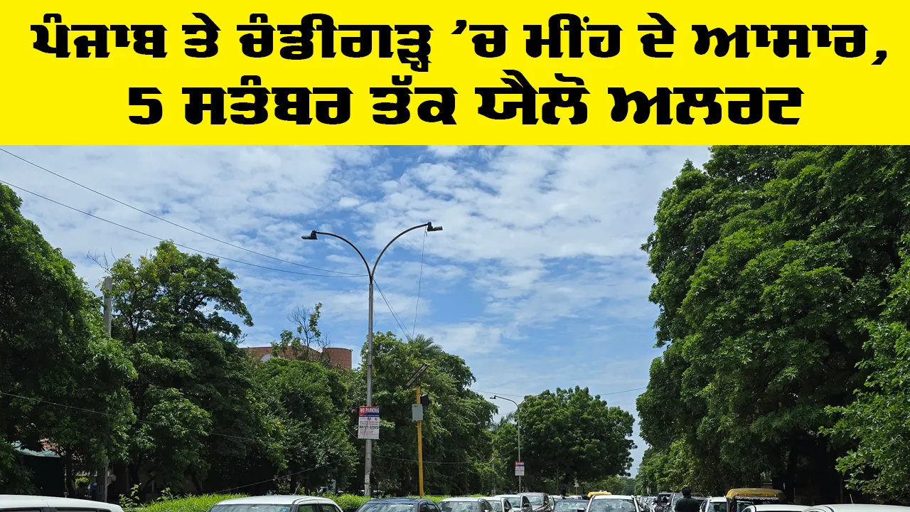 Weather Alert: ਪੰਜਾਬ ਤੇ ਚੰਡੀਗੜ੍ਹ 'ਚ ਮੀਂਹ ਦੇ ਆਸਾਰ, 5 ਸਤੰਬਰ ਤੱਕ ਯੈਲੋ ਅਲਰਟ