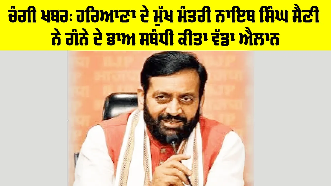 Haryana News: ਹਰਿਆਣਾ ਦੇ ਮੁੱਖ ਮੰਤਰੀ ਨਾਇਬ ਸਿੰਘ ਸੈਣੀ ਨੇ ਗੰਨੇ ਦੇ ਭਾਅ ਸਬੰਧੀ ਕੀਤਾ ਵੱਡਾ ਐਲਾਨ