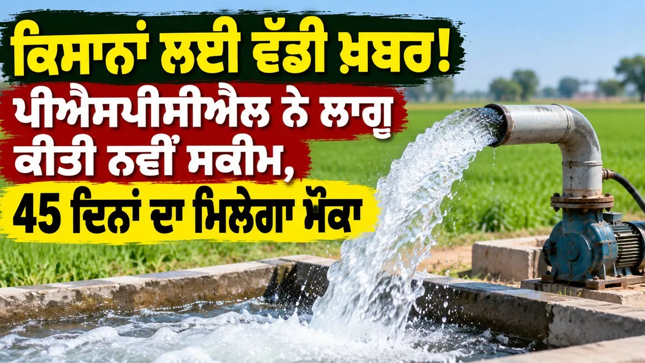 ਕਿਸਾਨਾਂ ਲਈ ਵੱਡੀ ਖ਼ਬਰ! ਪੀਐਸਪੀਸੀਐੱਲ ਨੇ ਲਾਗੂ ਕੀਤੀ ਨਵੀਂ ਸਕੀਮ, 45 ਦਿਨਾਂ ਦਾ ਮਿਲੇਗਾ ਮੌਕਾ