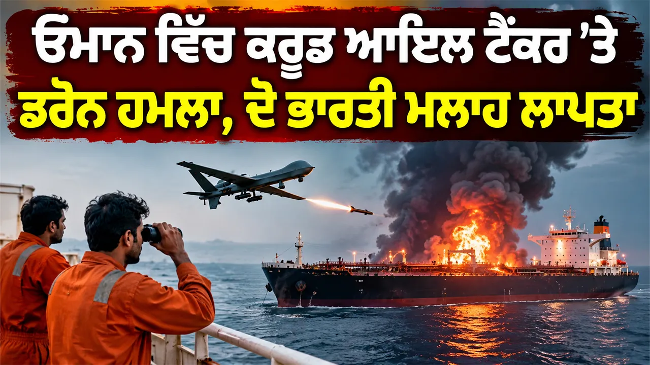 Oman Drone Attack: ਓਮਾਨ ’ਚ ਕਰੂਡ ਆਇਲ ਟੈਂਕਰ ’ਤੇ ਡਰੋਨ ਹਮਲਾ, ਦੋ ਭਾਰਤੀ ਮਲਾਹ ਲਾਪਤਾ