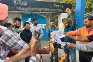 ਕੱਚੇ ਮੁਲਾਜ਼ਮਾਂ ਨੇ ਵੇਰਕਾ ਮਿਲਕ ਪਲਾਂਟ ਅੱਗੇ ਫੂਕਿਆ ਸਰਕਾਰ ਦਾ ਪੁਤਲਾ