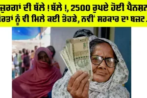 ਬਜ਼ੁਰਗਾਂ ਦੀ ਬੱਲੇ! ਬੱਲੇ!, ਪੈਨਸ਼ਨ ਹੋਈ 2500 ਰੁਪਏ, ਇਨ੍ਹਾਂ ਨੂੰ ਮਿਲੇਗੀ 3000 ਰੁਪਏ ਪੈਨਸ਼ਨ, ਨਵੀਂ ਸਰਕਾਰ ਨੇ ਬਜ਼ਟ ਕੀਤਾ ਪੇਸ਼