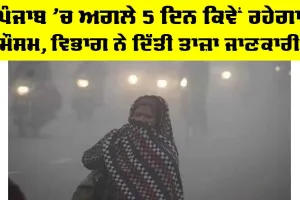 Punjab Weather Forecast: ਪੰਜਾਬ ’ਚ ਅਗਲੇ 5 ਦਿਨ ਕਿਵੇਂ ਰਹੇਗਾ ਮੌਸਮ, ਵਿਭਾਗ ਨੇ ਦਿੱਤੀ ਤਾਜ਼ਾ ਜਾਣਕਾਰੀ