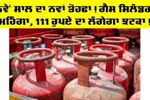 LPG Price Hike: ਨਵੇਂ ਸਾਲ ਦਾ ਨਵਾਂ ਤੋਹਫਾ! ਗੈਸ ਸਿਲੰਡਰ ਮਹਿੰਗਾ, 111 ਰੁਪਏ ਦਾ ਲੱਗੇਗਾ ਝਟਕਾ!