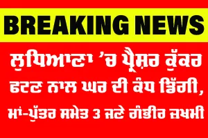 Ludhiana News: ਲੁਧਿਆਣਾ ’ਚ ਪ੍ਰੈਸ਼ਰ ਕੁੱਕਰ ਫਟਣ ਨਾਲ ਘਰ ਦੀ ਕੰਧ ਡਿੱਗੀ, ਮਾਂ-ਪੁੱਤਰ ਸਮੇਤ 3 ਜਣੇ ਗੰਭੀਰ ਜ਼ਖ਼ਮੀ