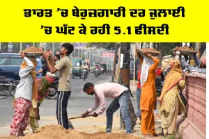 India Unemployment Rate: ਭਾਰਤ ’ਚ ਬੇਰੁਜ਼ਗਾਰੀ ਦਰ ਜੁਲਾਈ ’ਚ ਘੱਟ ਕੇ ਰਹੀ 5.1 ਫੀਸਦੀ