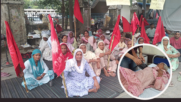 ਜ਼ਮੀਨ ਪ੍ਰਾਪਤੀ ਸੰਘਰਸ਼ ਕਮੇਟੀ ਵੱਲੋਂ ਲਗਾਏ ਧਰਨੇ ਦੌਰਾਨ ਮਜ਼ਦੂਰ ਔਰਤ ਦੀ ਸਿਹਤ ਵਿਗੜੀ