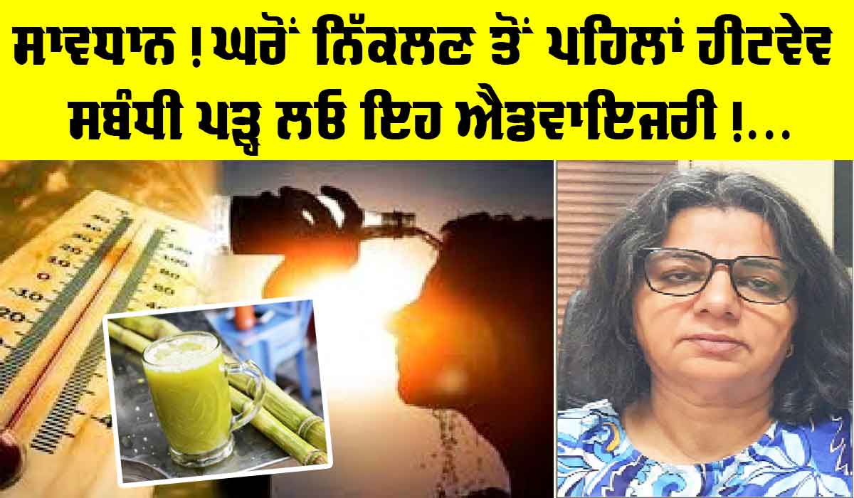 Heat Wave Advisory: ਸਾਵਧਾਨ! ਘਰੋਂ ਨਿੱਕਲਣ ਤੋਂ ਪਹਿਲਾਂ ਪੜ੍ਹ ਲਓ ਜ਼ਰੂਰੀ ਖ਼ਬਰ, ਗਰਮੀ ਦੀ ਲਹਿਰ ਬਾਰੇ ਐਡਵਾਈਜ਼ਰੀ ਜਾਰੀ