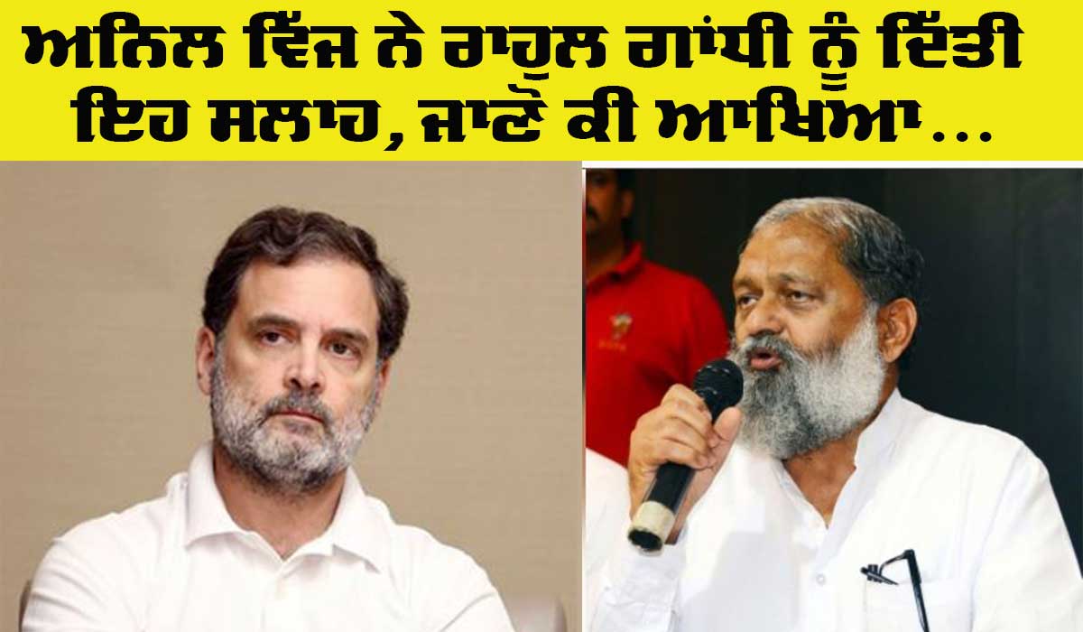 Haryana News: ਅਨਿਲ ਵਿੱਜ ਨੇ ਰਾਹੁਲ ਗਾਂਧੀ ਨੂੰ ਦਿੱਤੀ ਇਹ ਸਲਾਹ, ਜਾਣੋ