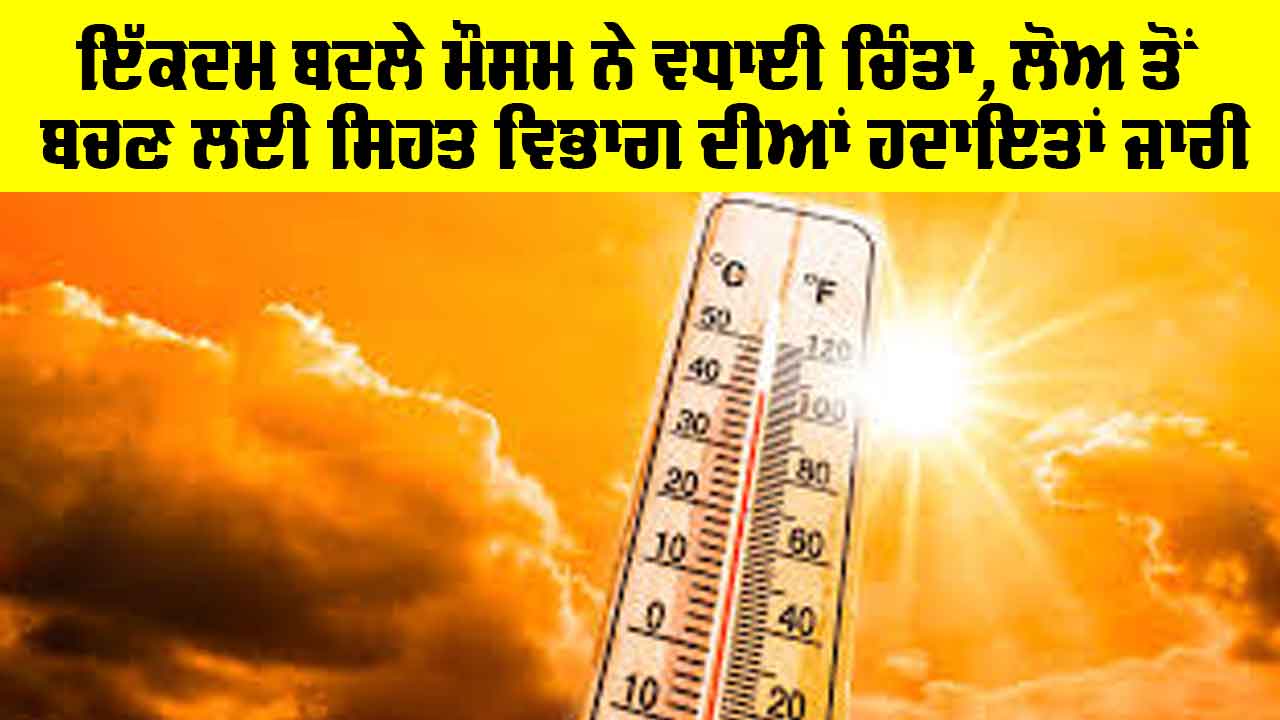 Heat Waves: ਇੱਕਦਮ ਬਦਲੇ ਮੌਸਮ ਨੇ ਵਧਾਈ ਚਿੰਤਾ, ਲੋਅ ਤੋਂ ਬਚਣ ਲਈ ਸਿਹਤ ਵਿਭਾਗ ਦੀਆਂ ਹਦਾਇਤਾਂ ਜਾਰੀ