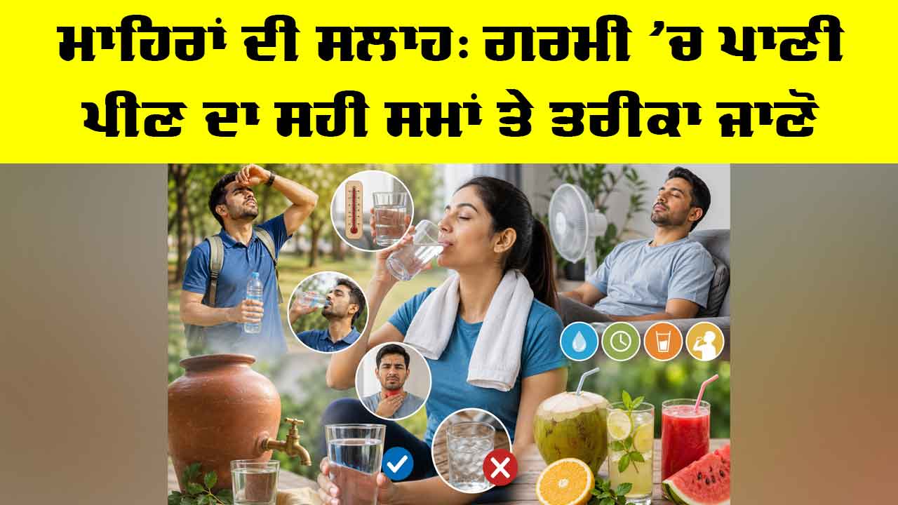 Summer Health: ਮਾਹਿਰਾਂ ਦੀ ਸਲਾਹ, ਗਰਮੀ ’ਚ ਪਾਣੀ ਪੀਣ ਦਾ ਸਹੀ ਸਮਾਂ ਤੇ ਤਰੀਕਾ ਜਾਣੋ
