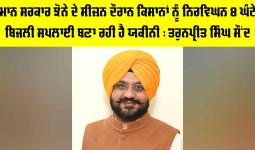 Bhagwant Mann Government: ਭਗਵੰਤ ਮਾਨ ਸਰਕਾਰ ਝੋਨੇ ਦੇ ਸੀਜ਼ਨ ਦੌਰਾਨ ਕਿਸਾਨਾਂ ਨੂੰ ਨਿਰਵਿਘਨ 8 ਘੰਟੇ ਬਿਜਲੀ ਸਪਲਾਈ ਬਣਾ ਰਹੀ ਹੈ ਯਕੀਨੀ : ਤਰੁਨਪ੍ਰੀਤ ਸਿੰਘ ਸੌਂਦ