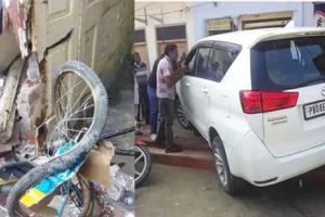 ਬੱਚੇ ਨੇ ਰੇਸ ’ਤੇ ਧਰਿਆ ਪੈਰ, ਦੁਕਾਨ ‘ਚ ਸਿੱਧੀ ਜਾ ਵੜੀ ਕਾਰ