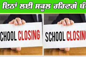 ਦੋ ਦਿਨਾਂ ਲਈ ਸਕੂਲ ਰਹਿਣਗੇ ਬੰਦ, ਹੁਕਮ ਜਾਰੀ
