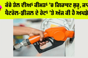 Petrol Diesel Price: ਕੱਚੇ ਤੇਲ ਦੀਆਂ ਕੀਮਤਾਂ ’ਚ ਗਿਰਾਵਟ ਸ਼ੁਰੂ, ਜਾਣੋ ਪੈਟਰੋਲ-ਡੀਜ਼ਲ ਦੇ ਰੇਟਾਂ ’ਤੇ ਅੱਜ ਕੀ ਹੈ ਅਪਡੇਟ