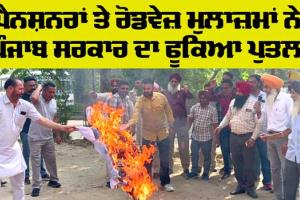 AAP Government: ਪੈਨਸ਼ਨਰਾਂ ਅਤੇ ਰੋਡਵੇਜ਼ ਮੁਲਾਜ਼ਮਾਂ ਨੇ ‘ਆਪ’ ਸਰਕਾਰ ਦਾ ਪੁਤਲਾ ਫੂਕਿਆ