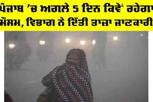 Punjab Weather Forecast: ਪੰਜਾਬ ’ਚ ਅਗਲੇ 5 ਦਿਨ ਕਿਵੇਂ ਰਹੇਗਾ ਮੌਸਮ, ਵਿਭਾਗ ਨੇ ਦਿੱਤੀ ਤਾਜ਼ਾ ਜਾਣਕਾਰੀ
