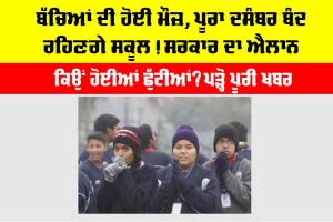 Winter School Holiday: ਬੱਚਿਆਂ ਦੀ ਹੋਈ ਮੌਜ਼, ਪੂਰਾ ਦਸੰਬਰ ਬੰਦ ਰਹਿਣਗੇ ਸਕੂਲ! ਸਰਕਾਰ ਦਾ ਐਲਾਨ