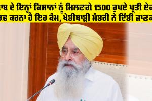 Punjab Farmers News: ਪੰਜਾਬ ਦੇ ਇਨ੍ਹਾਂ ਕਿਸਾਨਾਂ ਨੂੰ ਮਿਲਣਗੇ 1500 ਰੁਪਏ ਪ੍ਰਤੀ ਏਕੜ, ਸਿਰਫ਼ ਕਰਨਾ ਹੈ ਇਹ ਕੰਮ, ਖੇਤੀਬਾੜੀ ਮੰਤਰੀ ਨੇ ਦਿੱਤੀ ਜਾਣਕਾਰੀ