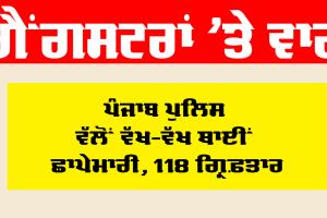 Punjab Police News: ਗੈਂਗਸਟਰਾਂ ’ਤੇ ਵਾਰ, ਪੰਜਾਬ ਪੁਲਿਸ ਵੱਲੋਂ ਵੱਖ ਵੱਖ ਥਾਈਂ ਛਾਪੇਮਾਰੀ, 118 ਗ੍ਰਿਫ਼ਤਾਰ