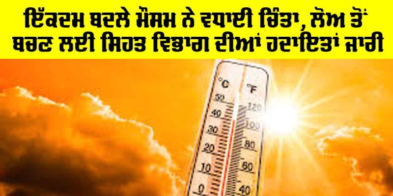 Heat Waves: ਇੱਕਦਮ ਬਦਲੇ ਮੌਸਮ ਨੇ ਵਧਾਈ ਚਿੰਤਾ, ਲੋਅ ਤੋਂ ਬਚਣ ਲਈ ਸਿਹਤ ਵਿਭਾਗ ਦੀਆਂ ਹਦਾਇਤਾਂ ਜਾਰੀ