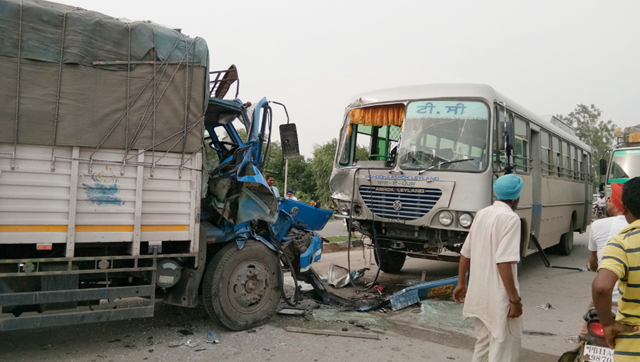 Road Accident, Rajpura, PRTC Bus, Canter