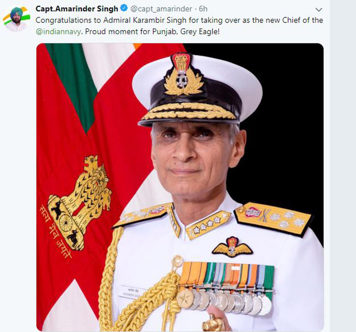 Captain, Congratulated, Admiral Karmbir Singh, Head, Navy