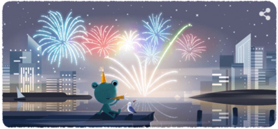 Doodle, Google, New Year, Welcome
