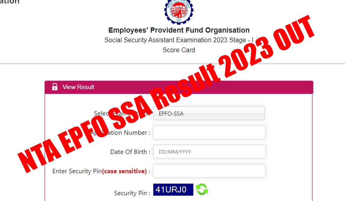 NTA EPFO SSA Result 2023 OUT