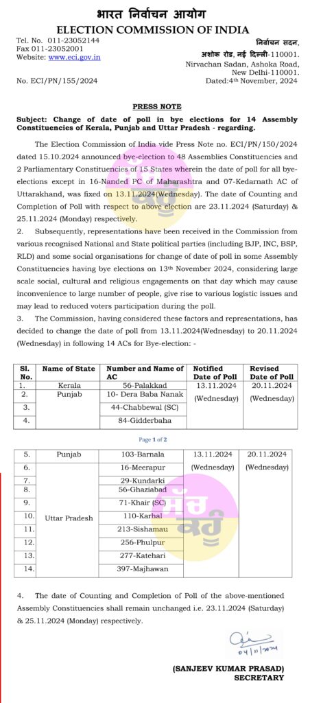 By-Election Date Punjab