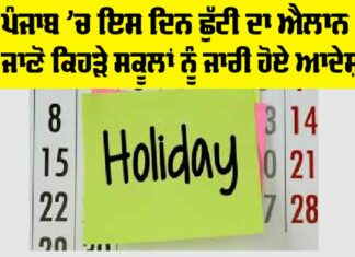 Punjab Holiday News