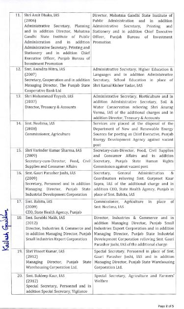 Transfers Officers Punjab