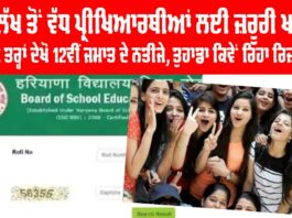 Haryana Result BHSE 2025