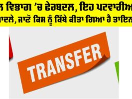 Punjab Patwari Transfers