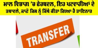 Punjab Patwari Transfers