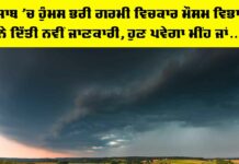 Punjab Weather News | storm-clouds-over-wheat-field-danger-weather-with-dark-sky-over-fields-SBI-300870590