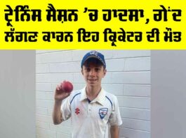 Cricket News: ਟ੍ਰੇਨਿੰਸ ਸੈਸ਼ਨ ’ਚ ਹਾਦਸਾ, ਗੇਂਦ ਲੱਗਣ ਕਾਰਨ ਇਹ ਕ੍ਰਿਕੇਟਰ ਦੀ ਮੌਤ Australian Club Cricketer Death